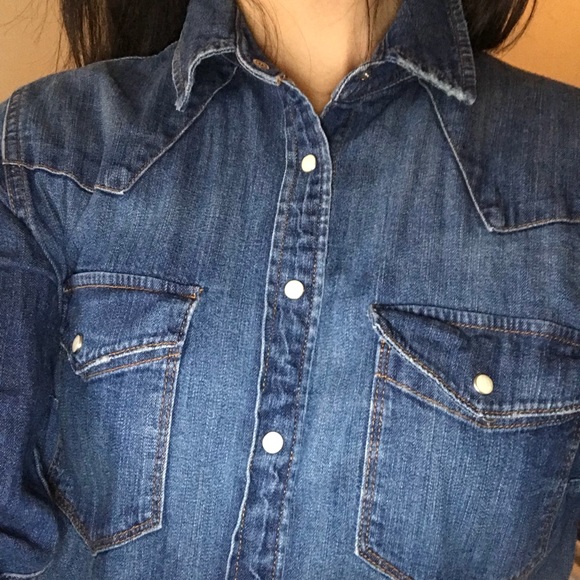 Zara Denim Button Down Shirt - Picture 4 of 5